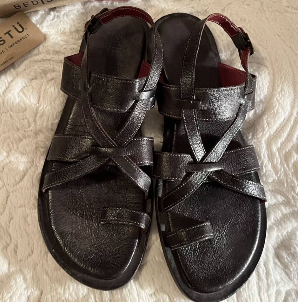 SOLD Bed Stu Manati II Black Strappy Sandals Sz 10 Genuine Leather - Picture 3 of 7